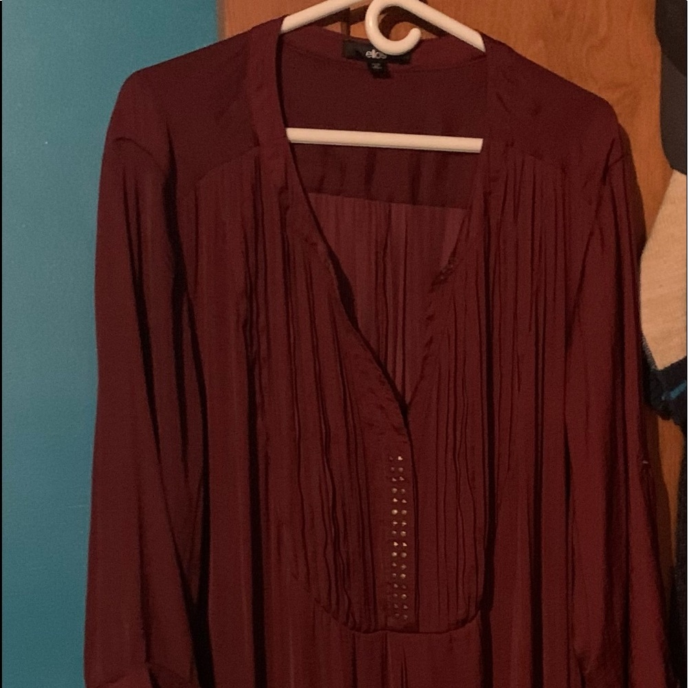 Burgundy silk v-neck dress